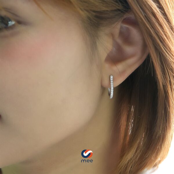 ต่างหูเพชรห่วง 0.42 กะรัต น้ำ 98 ทองคำขาว 18k