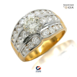 แหวนชูเพชรแถว 0.88กะรัต GIA K VS1 ตัวเรือนทองคำ 18K