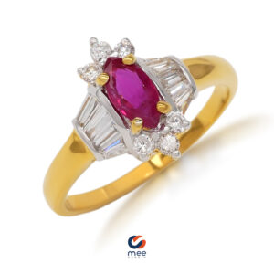 แหวนทับทิม (Ruby Sapphire) ตัวเรือนทองคำ 14K น้ำหนักรวม 2.4 กรัม