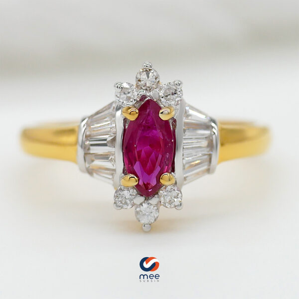 แหวนทับทิม (Ruby Sapphire) ตัวเรือนทองคำ 14K น้ำหนักรวม 2.4 กรัม