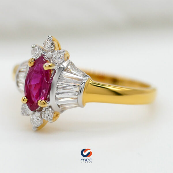 แหวนทับทิม (Ruby Sapphire) ตัวเรือนทองคำ 14K น้ำหนักรวม 2.4 กรัม
